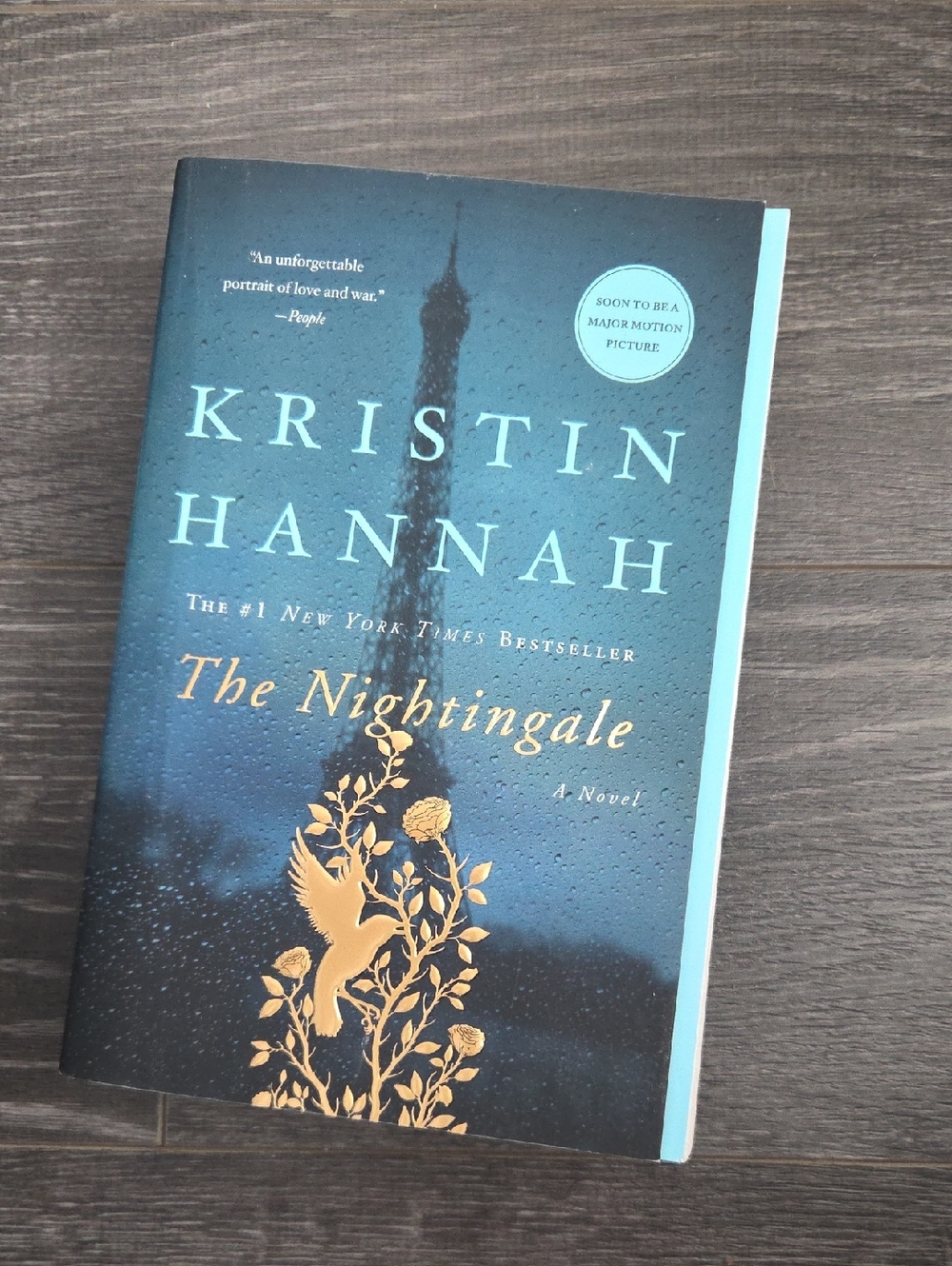 Kristin Hannah "The Nightingale" Hardcover Book - Teal & Gold